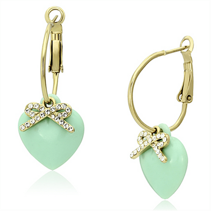 图片 VL101 - Brass Earrings IP Gold(Ion Plating) Women Synthetic Emerald