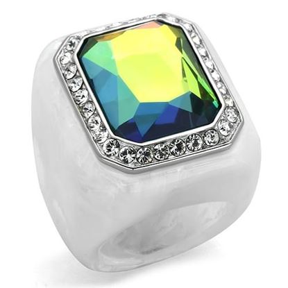 Изображение VL111 - Stainless Steel Ring High polished (no plating) Women Synthetic Aquamarine AB