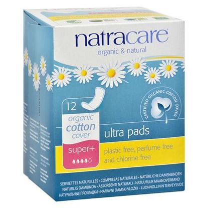 Picture of Natracare Natural Ultra Pads Super Plus w/organic cotton cover -  12 Pack