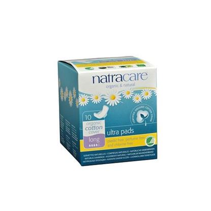 Picture of Natracare Natural UItra Pads w/wings - Long w/organic cotton cover - 10 Pack