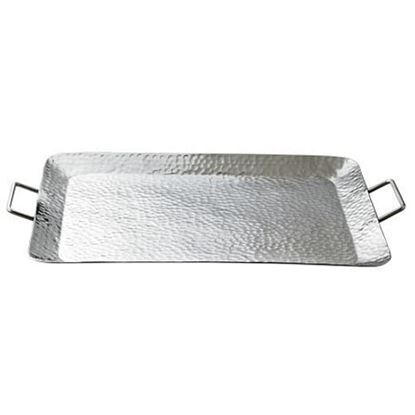 Picture of Silver Hammered Rectangle Serving Tray with Handles