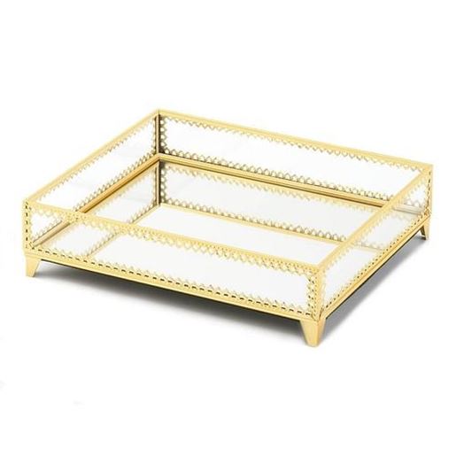 Picture of Gold Jewelry Tray with Mirrored Base