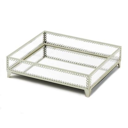 Picture of Silver Jewelry Tray with Mirrored Base